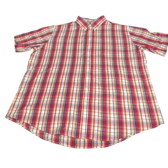 Croft & Barrow 2xL Plaid Button-Down Short Sleeves Shirt Red Blue Western‎ Wear - Picture 10 of 13